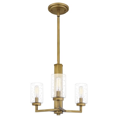 Sunburst 3-Light Weathered Brass Pendant